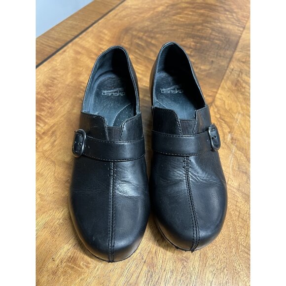 Dansko Tamara Women's Sz 38 US 7.5-8 Black Leather Clogs Loafers Nurses Shoes - Picture 8 of 12